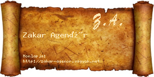 Zakar Agenór névjegykártya